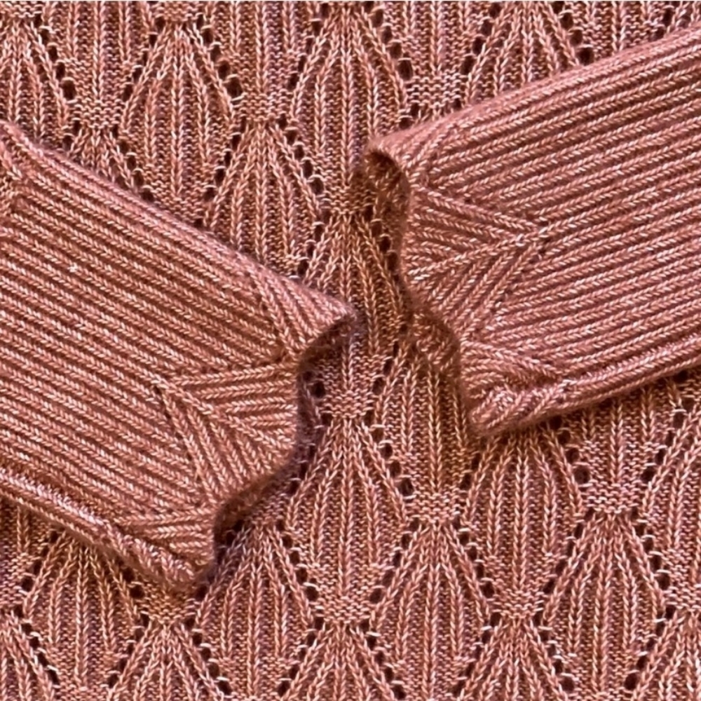 Abercrombie and Fitch pointelle scoop back sweater pull over pink salmon coral